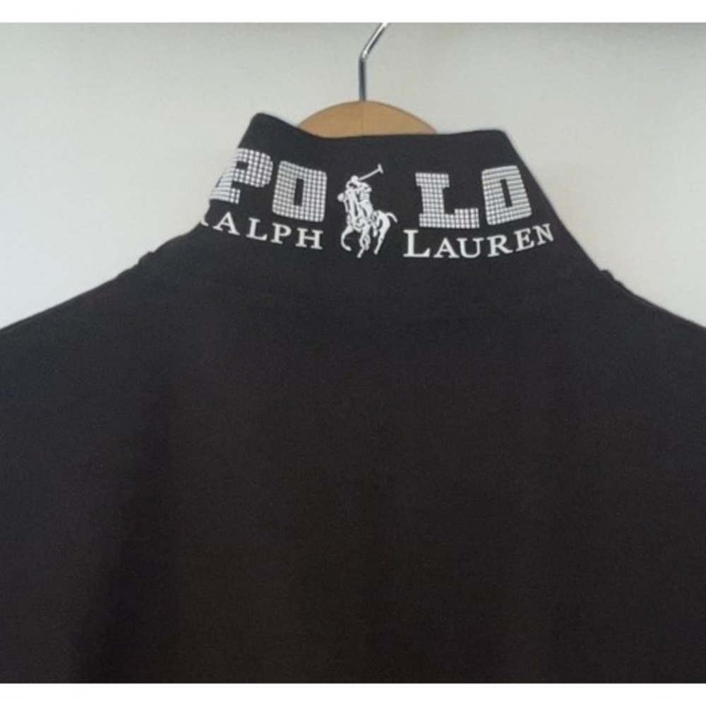 Polo Ralph Lauren Polo Shirt Men's M Brown Spell Out Flip Collar Preppy Pony